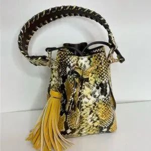 ALDO BUCKET BAG YELLOW SNAKEPRINT PURSE